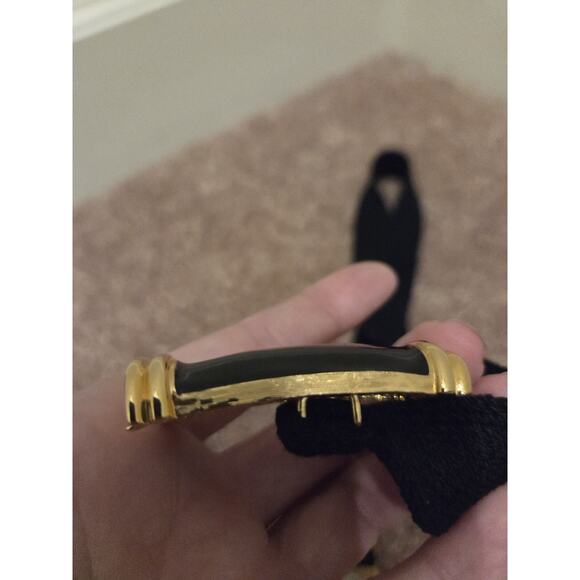 Vintage St. John Gold Enamel Buckle Santana Knit Stretch Waist Belt, Size 6 main image 4